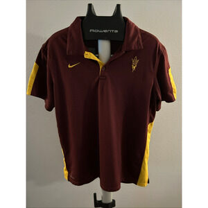 Nike DRI FIT ASU Sun Devils Maroon & Gold Polo Shirt Size L